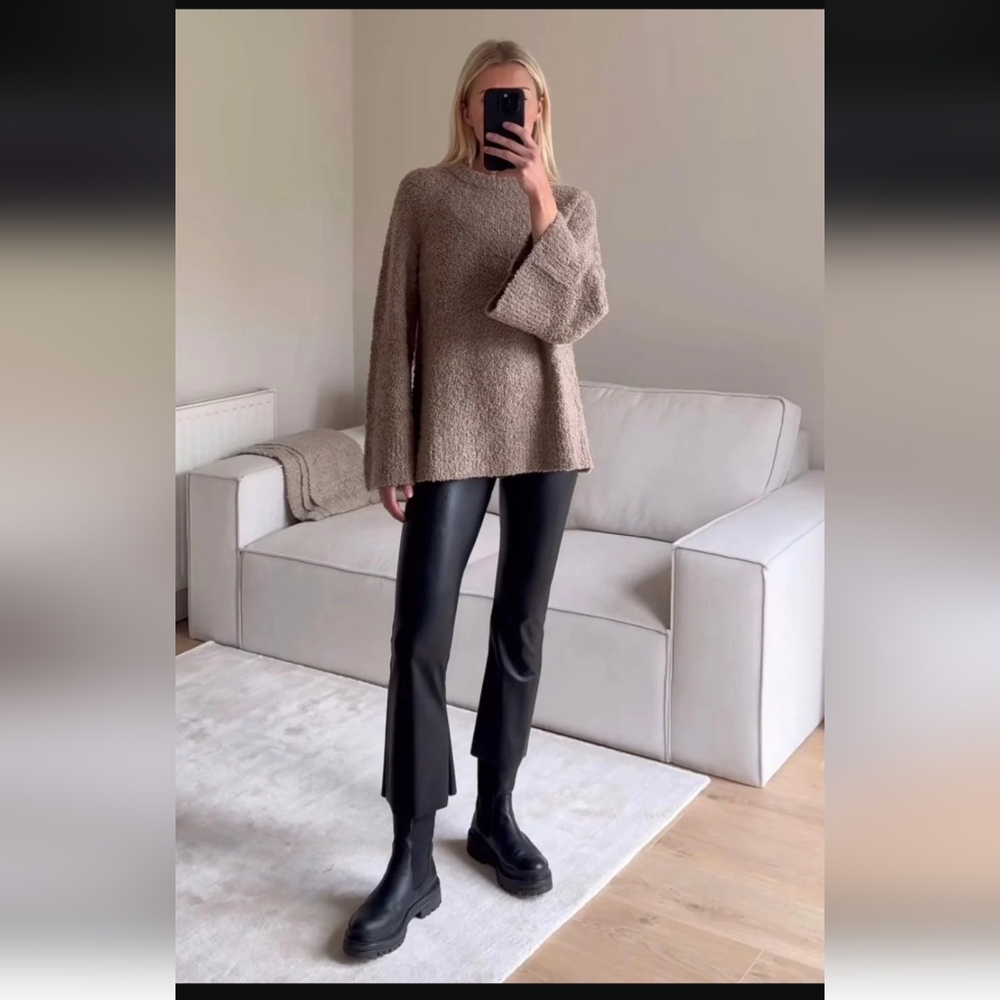 Commando Vegan Leather Cropped Flare Legging Size XS Raw Hem